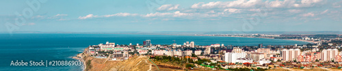 black sea, view of the city, mountains, anapa, Krasnodar Territory, resort, Russia, nature, blue sky, banner