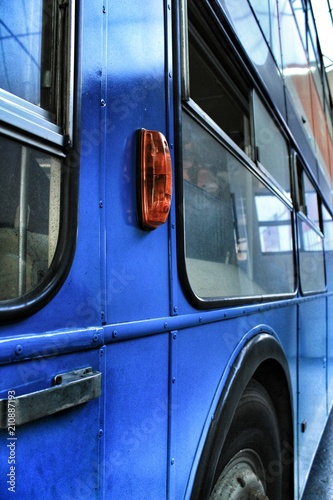 Old blue passenger bus