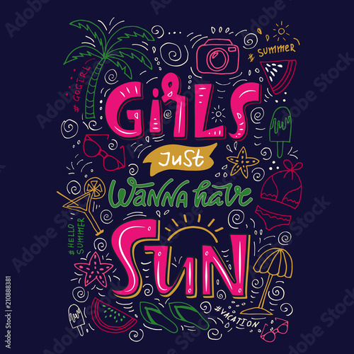 girls just wanna have sun lettering