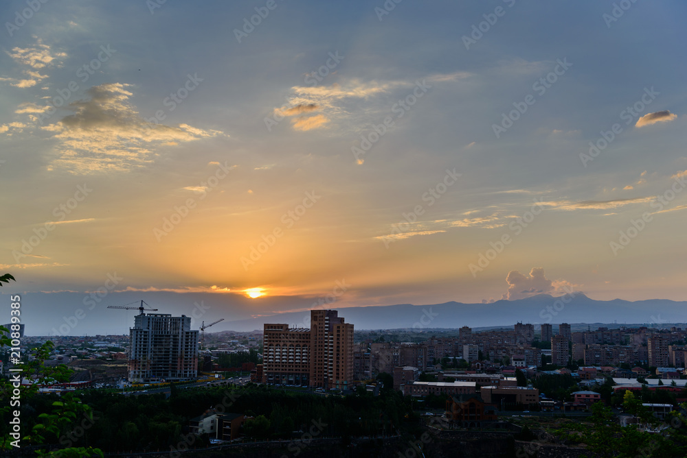 Beautiful sunset over Yerevan