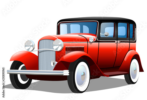 Старый легковой ретро автомобиль на белом фоне, векторная иллюстрация © rosasto