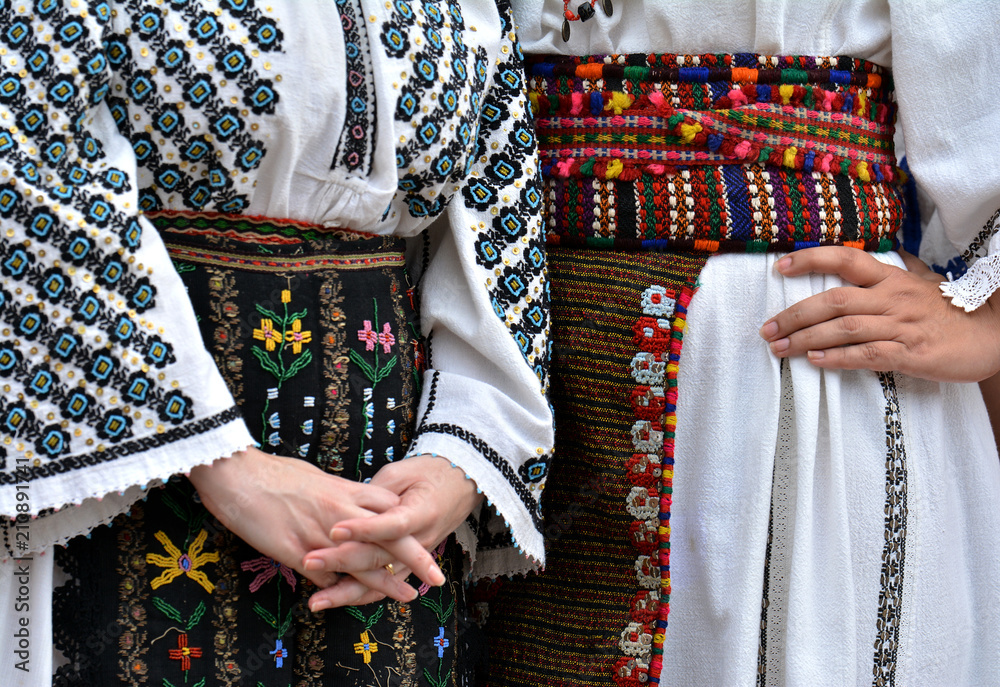 Beautiful traditional Romania costumes from Dobrogea , Romania