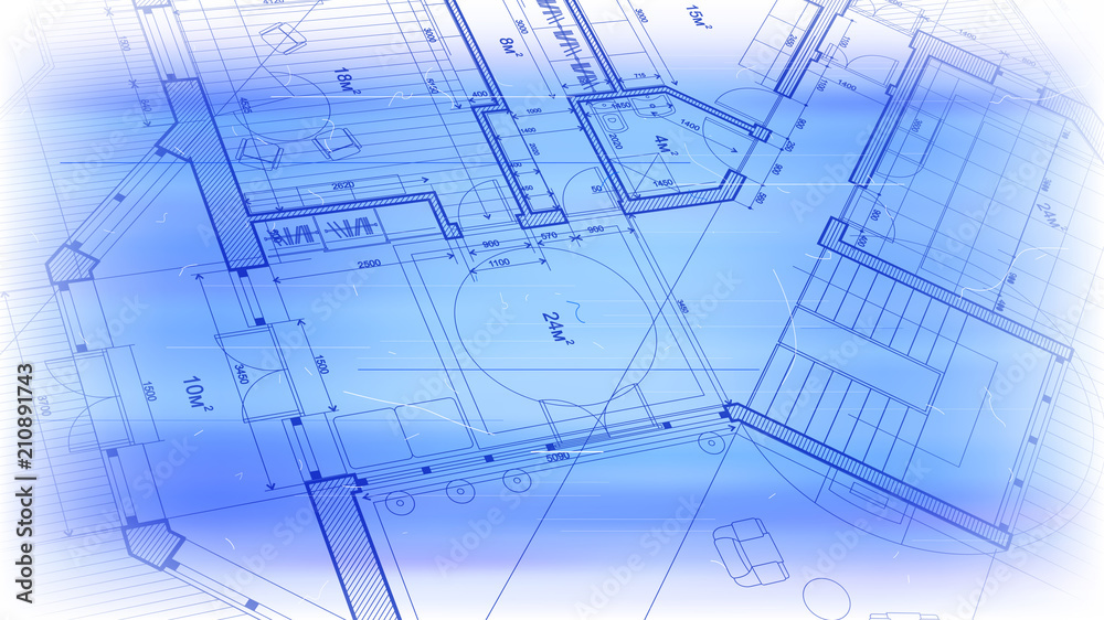 vector architectural plan - abstract architectural blueprint of a modern residential building / technology, industry, business concept illustration: real estate, building, construction & architecture vector architectural plan - abstract architectural blueprint of a modern residential building / technology, industry, business concept illustration: real estate, building, construction & architecture