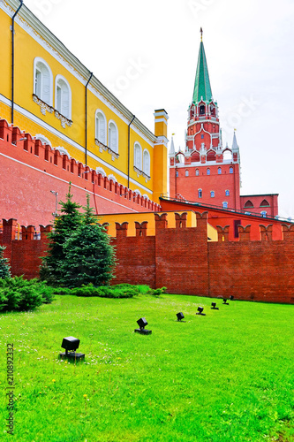 Photography View of the Kremlin and Alexander Garden in Moscow in summer.