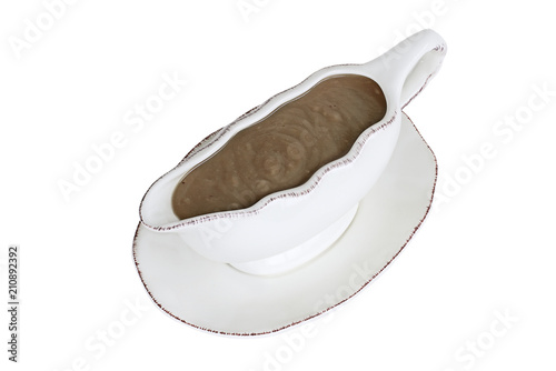 Isolated gravy boat over white background ready for Thanksgiving Day. Clipping path included.