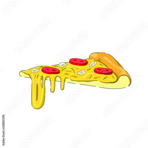 Pizza slice vector icon product isolated on white background