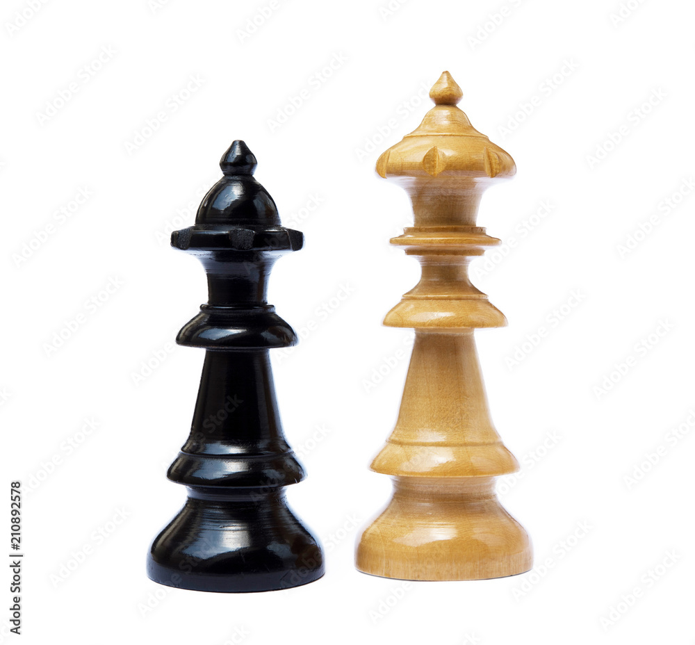 Old chess pieces isolated on white background Old chess pieces isolated on white background