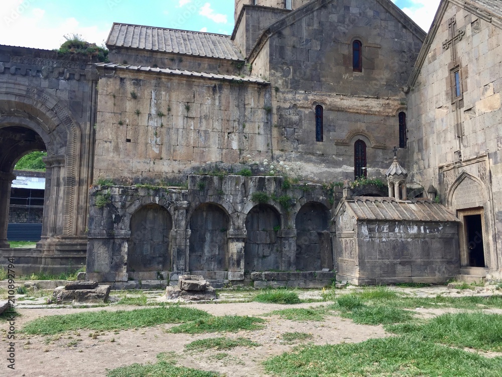 Tatev Monastery, Armenia. Funeral chapel of St. Gregory.  It is a 9th-century Armenian Apostolic monastery located on a large basalt plateau near the Tatev village in Syunik Province.