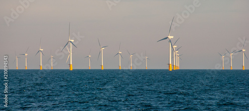Tableau sur toile Offshore wind farm, Thames estuary.