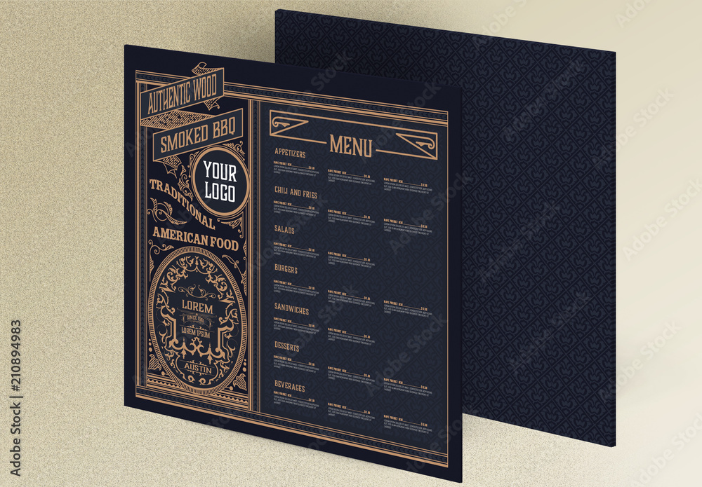 Restaurant Menu Layout with Vintage Illustrations Stock Template ...