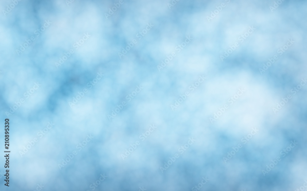 Background of abstract white color smoke isolated on blue color background. The wall of white fog. 3D illustration