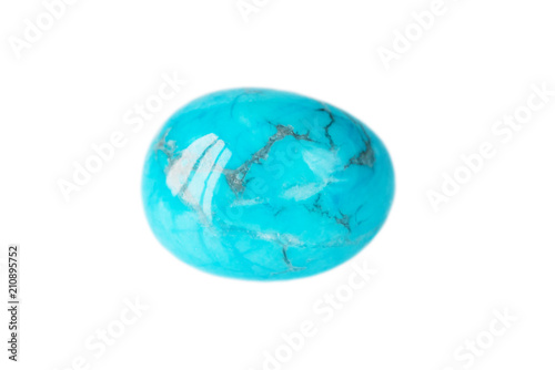 Blue artificial turquoise on white background