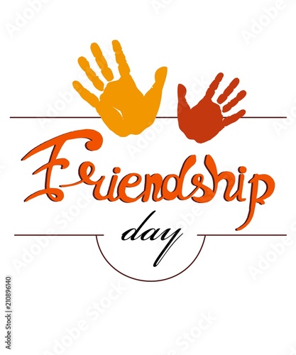 prints of the palms of hands with the test of Friendship Day