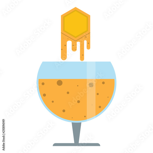 Wineglass with mead,sweet alcoholic drink made from honey,vector image, flat design