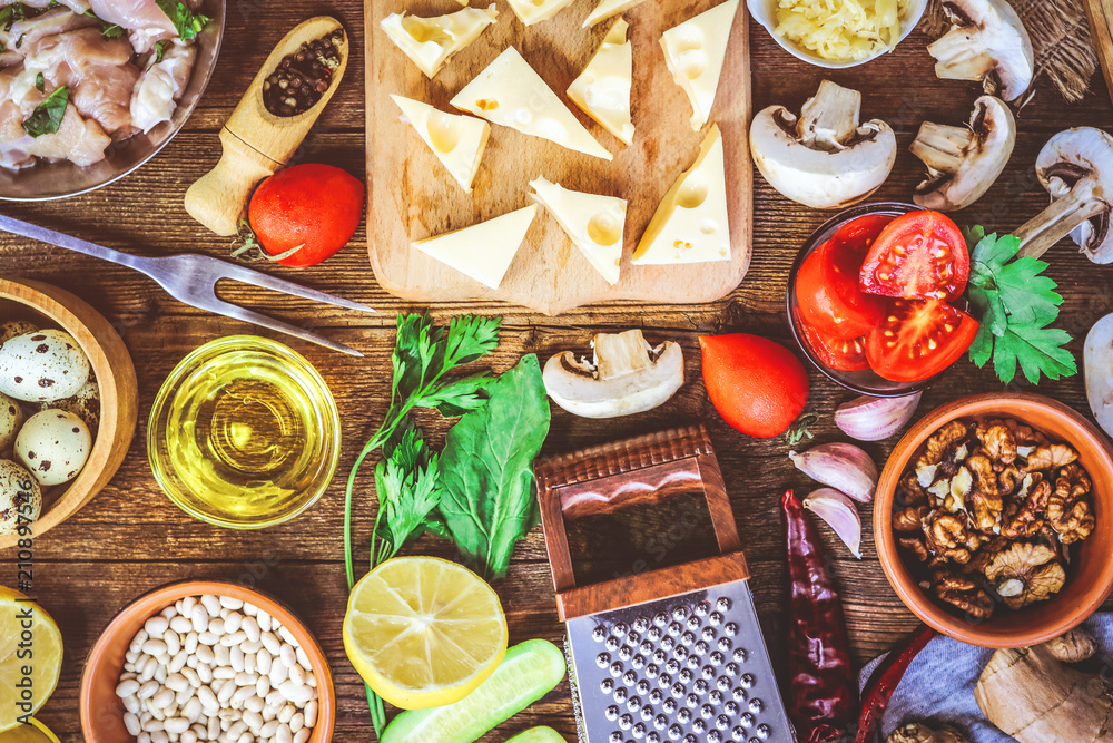 different cheeses and ingredients for cooking different cheeses and ingredients for cooking