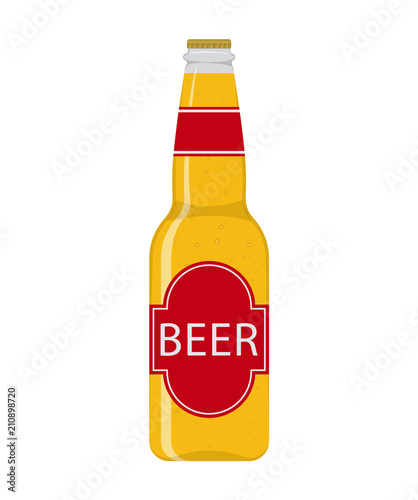 Vector illustration. Bottle of fresh beer.
