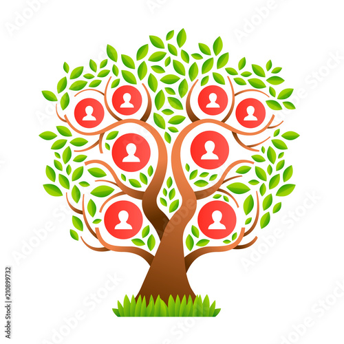 Big family tree template with people icons