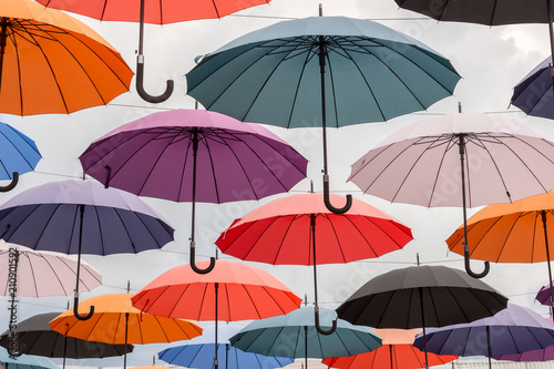 Multicolored umbrellas  colorful background