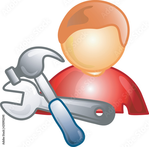 Illustration of a repairman icon, that can be used as a symbol, bullet, button or design element.