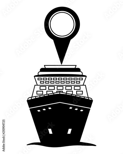 cruice ship with pin location isolated icon