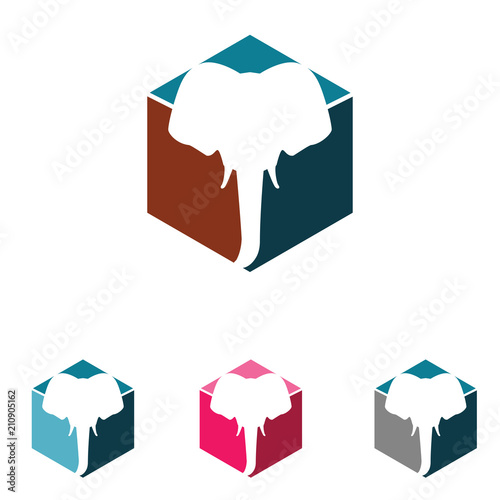 Elephant Inside a Cube Illustration