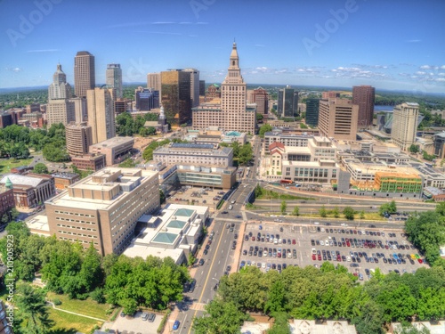 Aerial View of Hartford, Connecticut during Summer photo