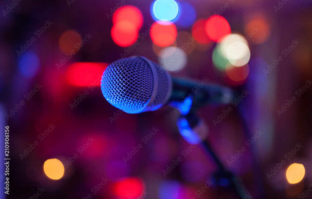 Image of a microphone in the concert hall. 