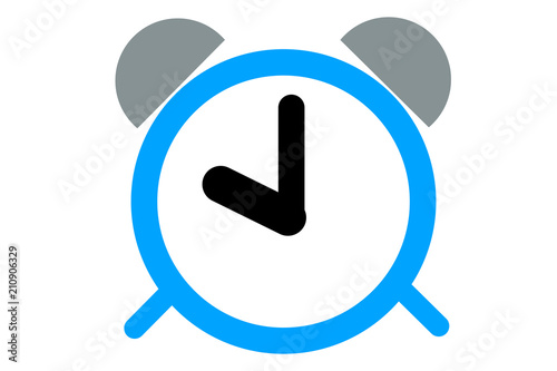 Reloj azul sobre fondo blanco.