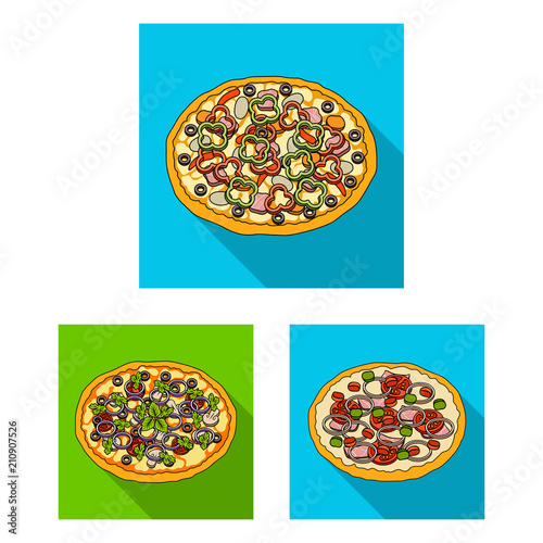 Different pizza flat icons in set collection for design.Pizza food vector symbol stock web illustration.