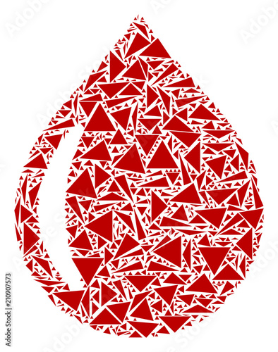 Drop collage of triangle items in various sizes and shapes. Vector polygons are combined into drop collage. Geometric abstract design concept.