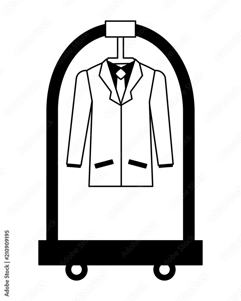 cart hotel with clothes hanging isolated icon cart hotel with clothes hanging isolated icon