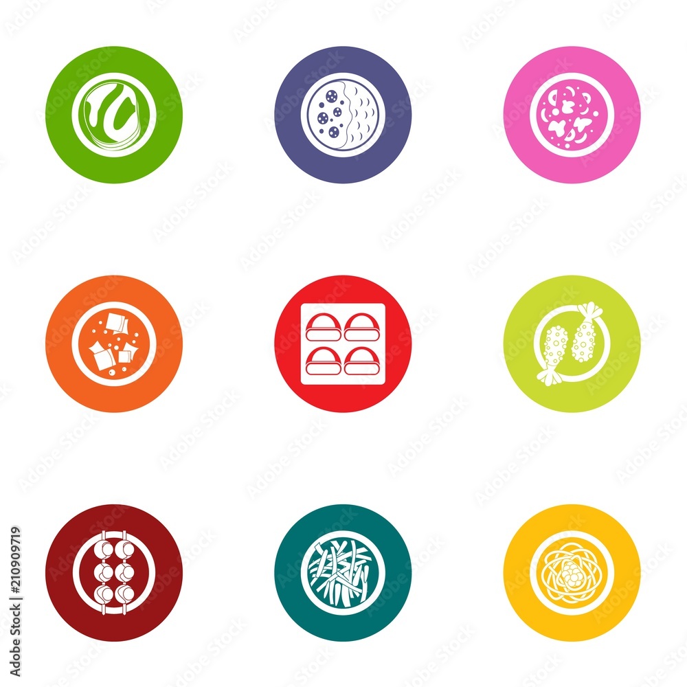 Sweet dinner icons set. Flat set of 9 sweet dinner vector icons for web isolated on white background