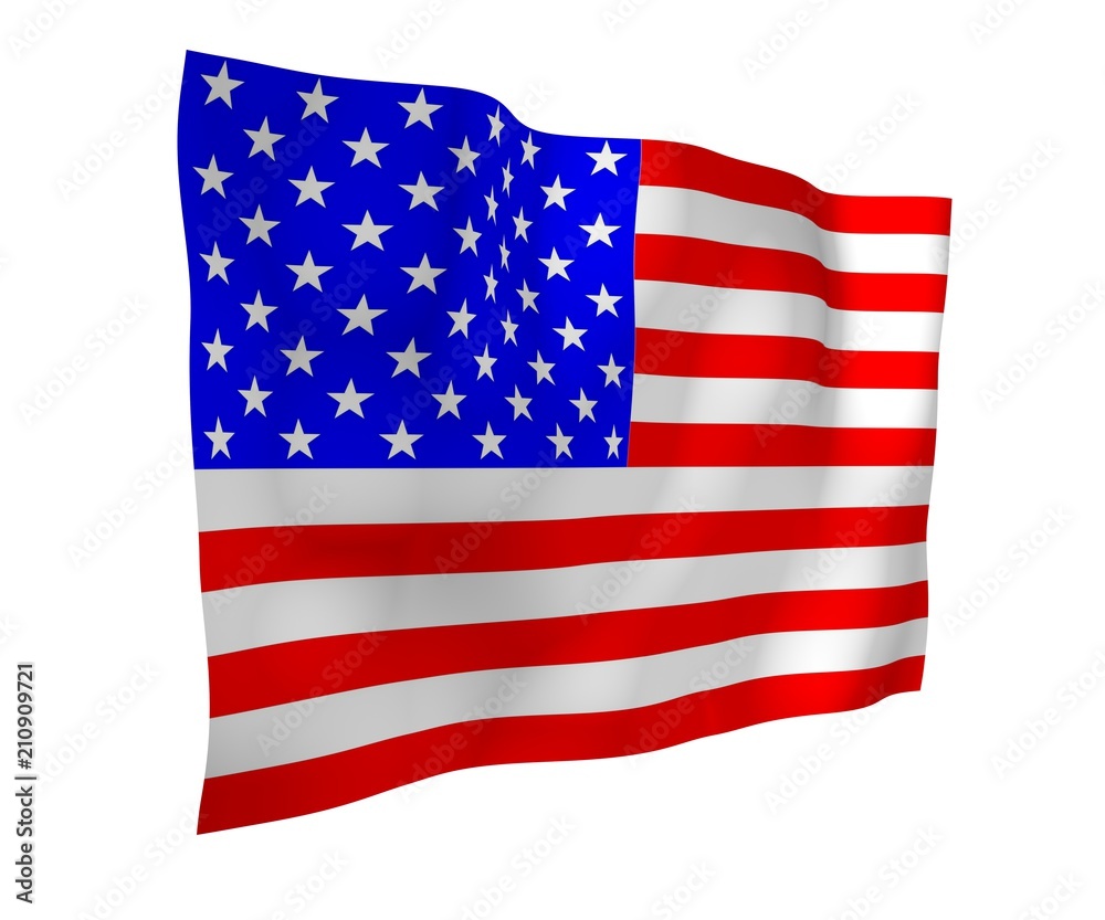 Obraz premium Waving flag of the United States of America. Stars and Stripes. State symbol of the USA. 3D illustration