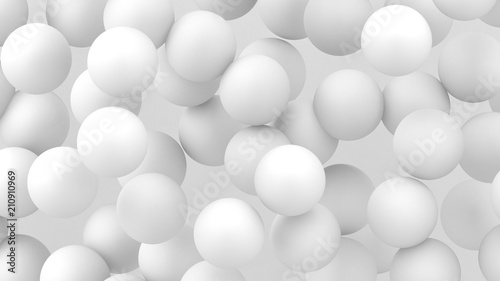 3d bubbles. Spheres background. Abstract wallpaper. Flying geometric shapes. Trendy modern illustration. 3d rendering. Falling abstract balls. Colorful poster backdrop. Minimal style.