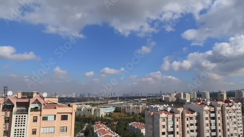 Time lapse footage of midday clouds on a bright and sunny day. photo