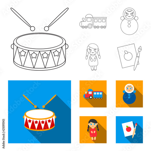 Train.kukla, picture.Toys set collection icons in outline,flat style vector symbol stock illustration web.