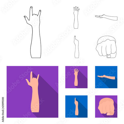 Sign Language outline,flat icons in set collection for design.Emotional part of communication vector symbol stock web illustration.