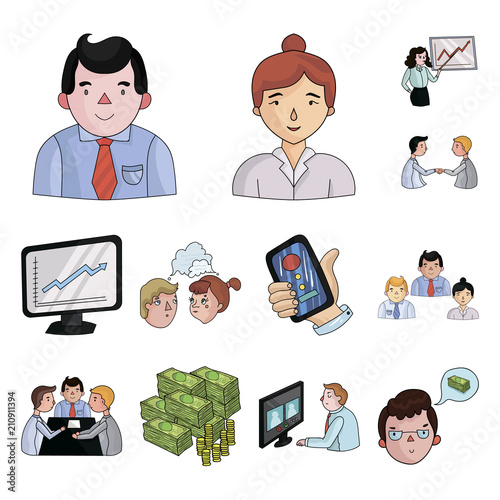 Business Conference And Negotiations cartoon icons in set collection for design.Business and training vector symbol stock web illustration.
