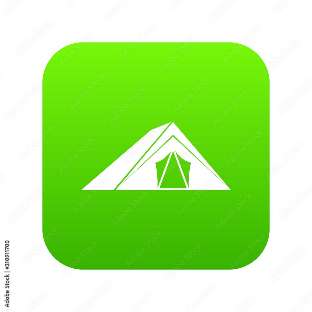 Tent icon digital green for any design isolated on white vector illustration Tent icon digital green for any design isolated on white vector illustration
