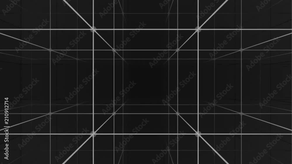 Camera moving into a 3d grid infinite space loop