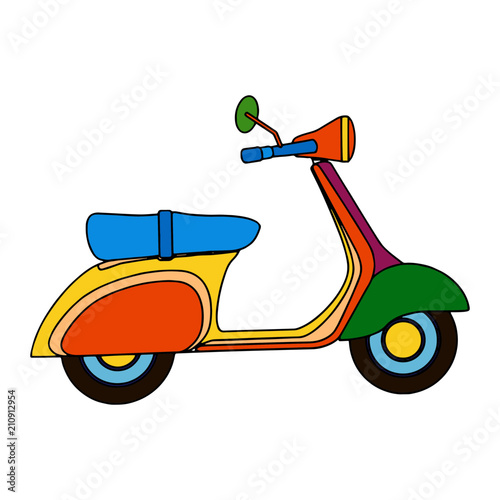 Motorcycle cartoon illustration isolated on white background for children color book