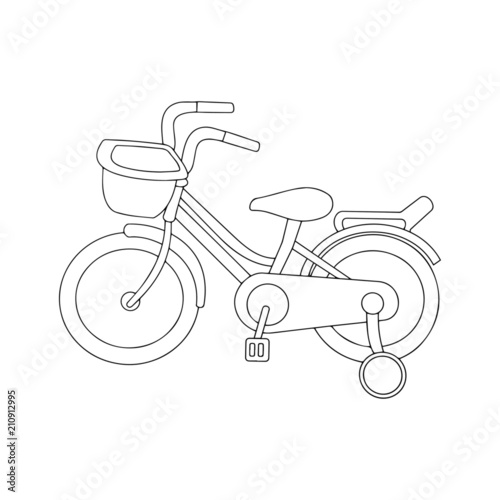 Bicycle cartoon illustration isolated on white background for children color book