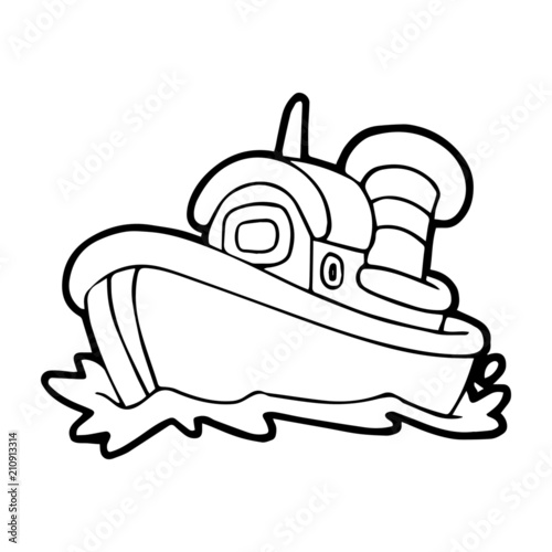 Fishing boat cartoon illustration isolated on white background for children color book