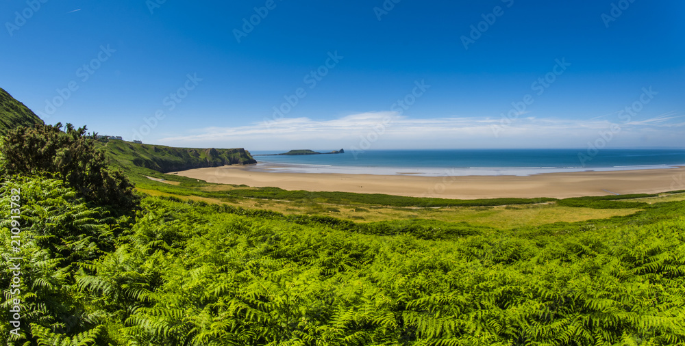  Rossili Beach and Worm's Head, Gower, Wales, UK