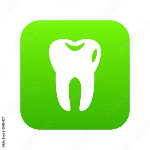 Tooth icon digital green for any design isolated on white vector illustration