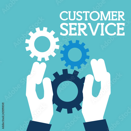 hands holding gears support customer service