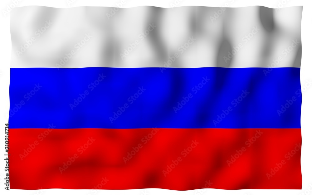Fototapeta premium Waving flag of the Russian Federation. The National. State symbol of the Russia. 3D illustration