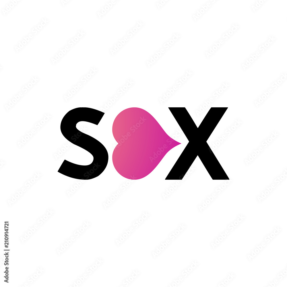 Vector Element for XXX logo. Word Sex with Heart Stock Vector | Adobe Stock