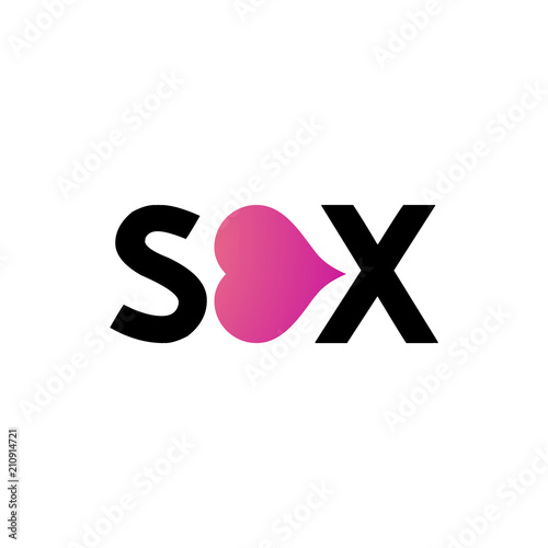 Vector Element for XXX logo. Word Sex with Heart