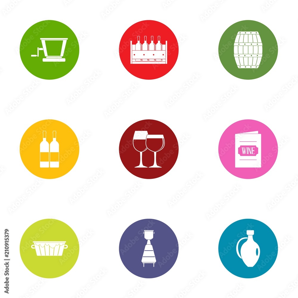 Wine list icons set. Flat set of 9 wine list vector icons for web isolated on white background Wine list icons set. Flat set of 9 wine list vector icons for web isolated on white background